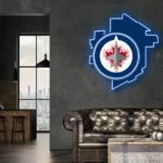 Winnipeg Jets Neon Sign Winnipeg State Map 1