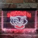 Wisconsin Badgers Neon Sign Badger Face 1