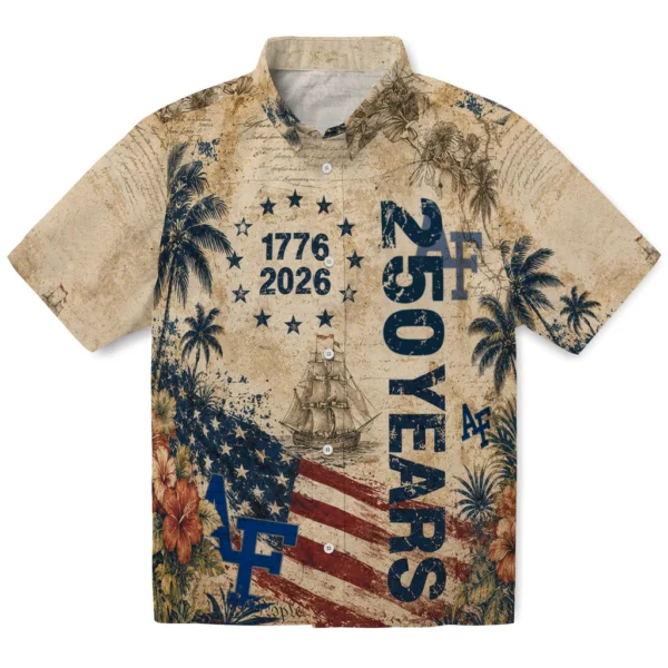 Air Force Falcons Hawaiian Shirt - Personalized America 250 Collage Cream