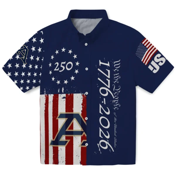 Akron Zips Hawaiian Shirt - Personalized America 250 Stars Blue