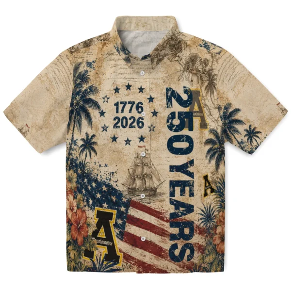 Appalachian State Mountaineers Hawaiian Shirt - Customized America 250 Collage Cream