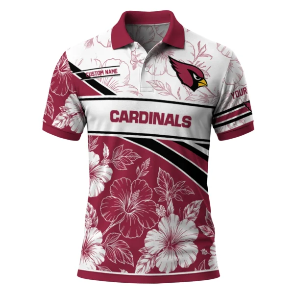 Arizona Cardinals Polo Shirt - Custom Floral Angles Red White