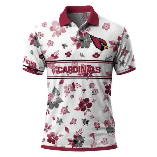 Arizona Cardinals Polo Shirt - Custom Floral Pinstripe Red White