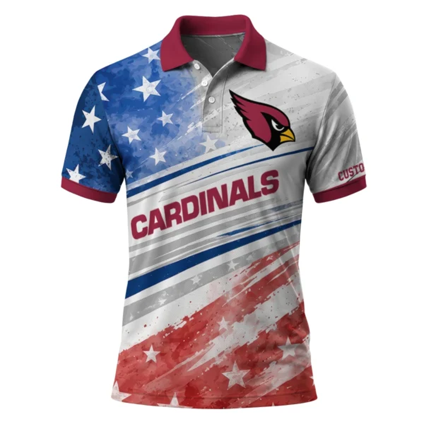 Arizona Cardinals Polo Shirt - Custom Star Stripes Red Blue