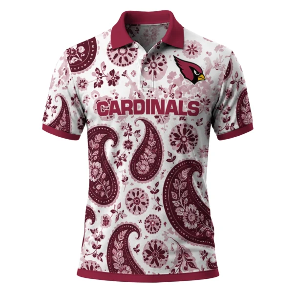 Arizona Cardinals Polo Shirt - Customized Paisley Florals Red White