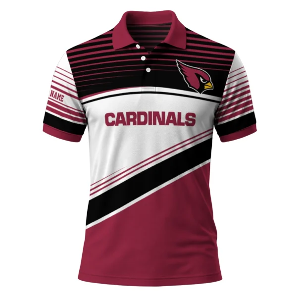 Arizona Cardinals Polo Shirt - Personalized Slanted Stripes Red White