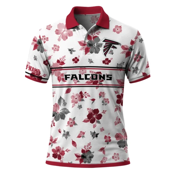 Atlanta Falcons Polo Shirt - Customized Floral Pinstripe Red White