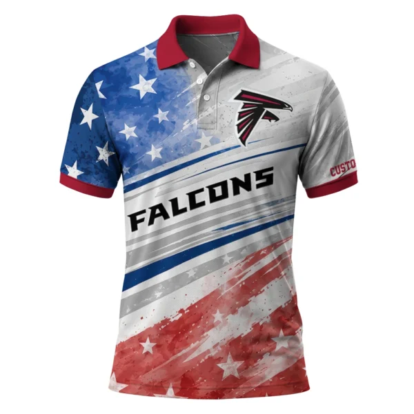 Atlanta Falcons Polo Shirt - Customized Star Stripes Red Blue