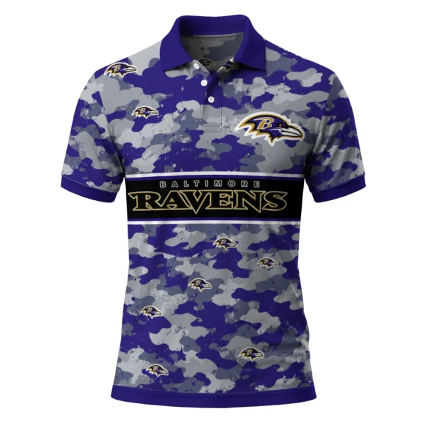 Baltimore Ravens Polo Shirt - Customized Camo Band Purple