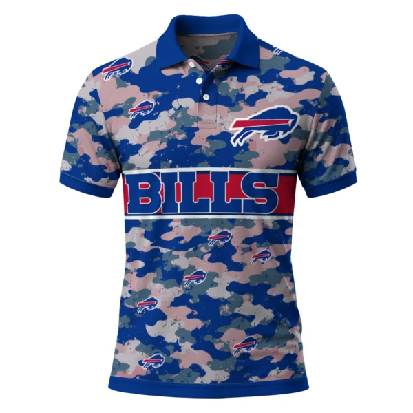 Buffalo Bills Polo Shirt - Personalized Camo Band Blue