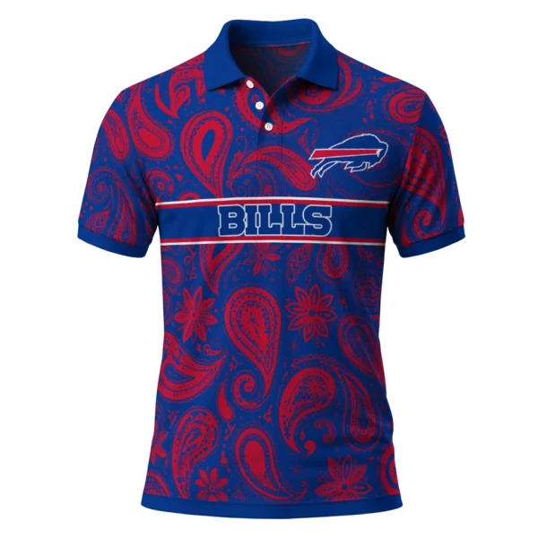 Buffalo Bills Polo Shirt - Personalized Paisley Band Blue