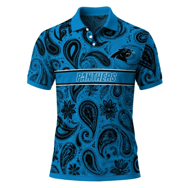 Carolina Panthers Polo Shirt - Custom Paisley Band Blue