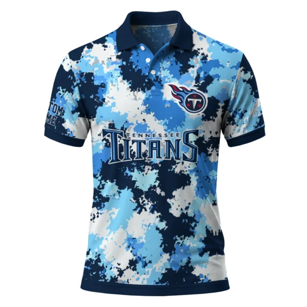 Tennessee Titans Polo Shirt - Personalized Pixel Camo Navy