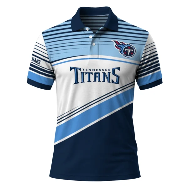 Tennessee Titans Polo Shirt - Personalized Slanted Stripes Navy White