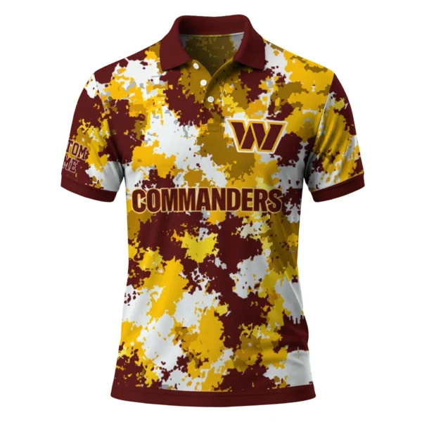 Washington Commanders Polo Shirt - Custom Pixel Camo Burgundy