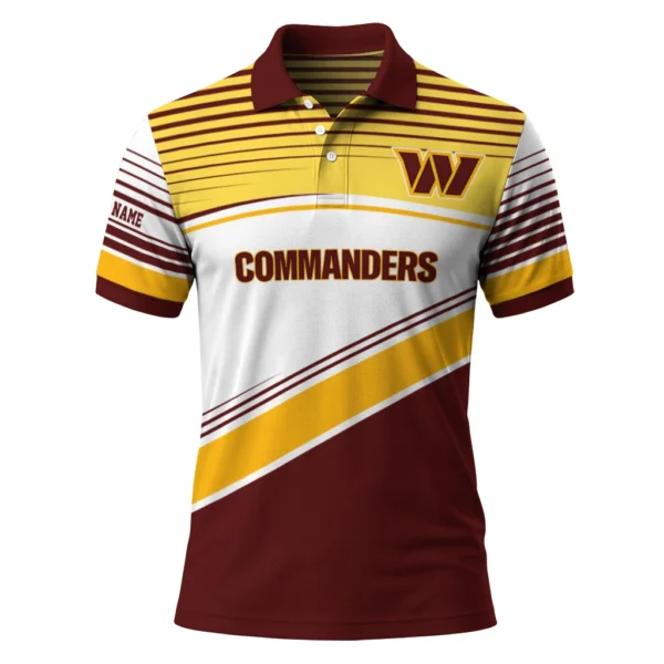 Washington Commanders Polo Shirt - Custom Slanted Stripes Burgundy White